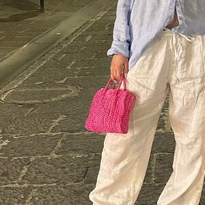 Urban outfitters mini Pink straw bag